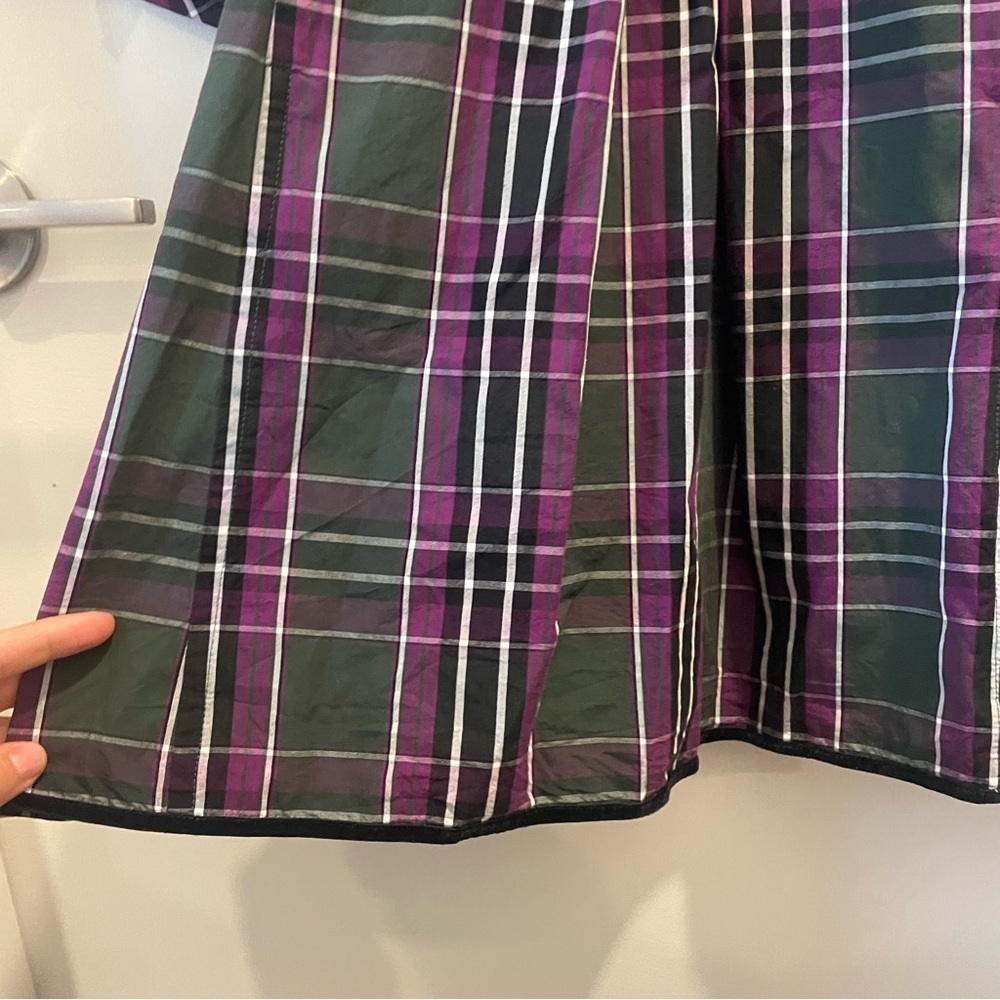 Tuckernuck Aubergine Tartan Indre Dress Womens Purple Tunic Velvet Trim Sz XS - Picture 7 of 13
